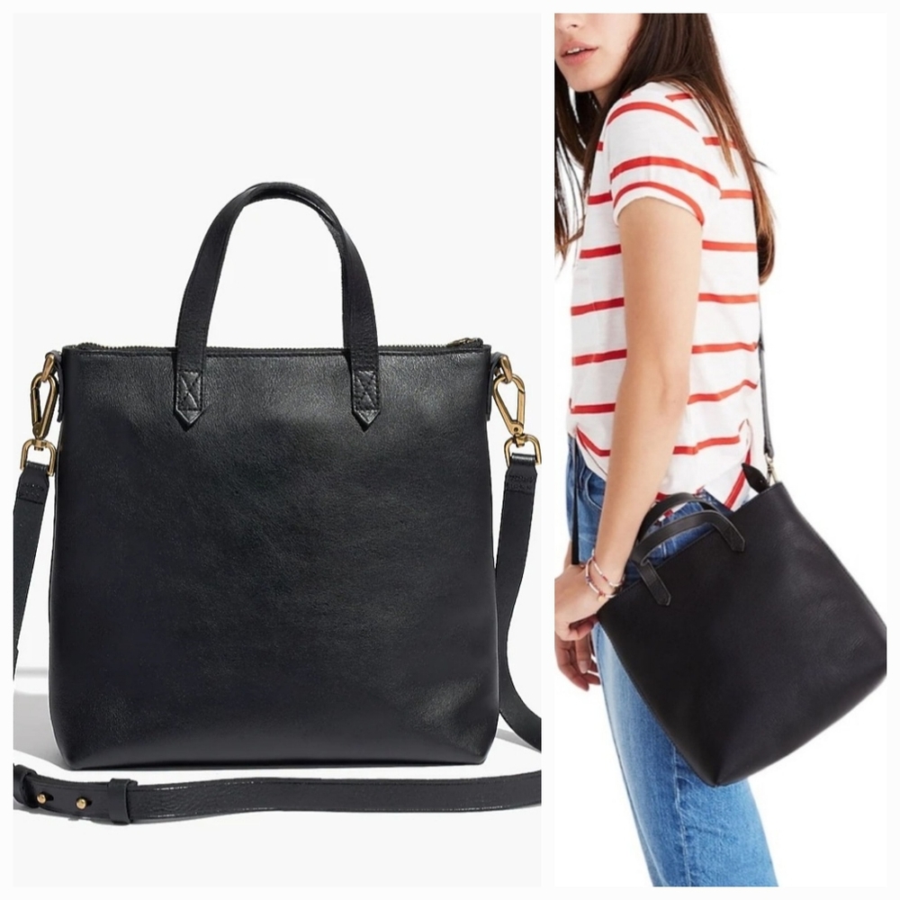 Madewell Transport Leather Crossbody Bag in Black
